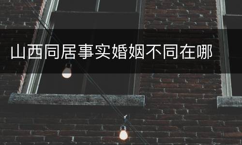 山西同居事实婚姻不同在哪