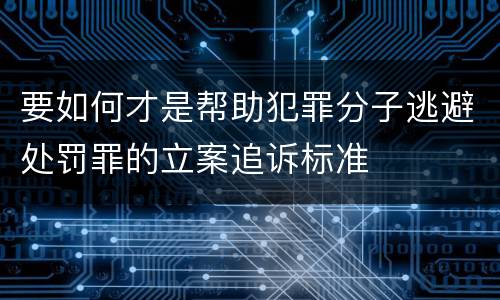 要如何才是帮助犯罪分子逃避处罚罪的立案追诉标准
