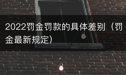 2022罚金罚款的具体差别（罚金最新规定）
