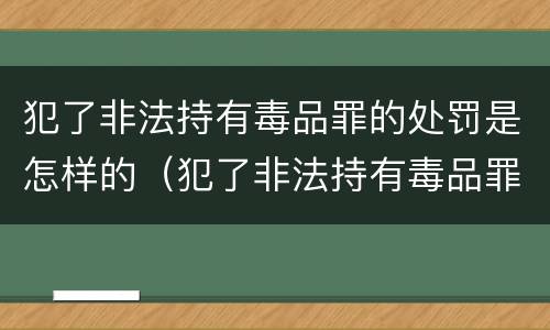犯了非法持有毒品罪的处罚是怎样的（犯了非法持有毒品罪的处罚是怎样的处理）