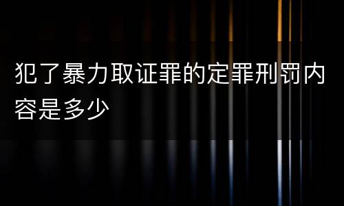 犯了暴力取证罪的定罪刑罚内容是多少