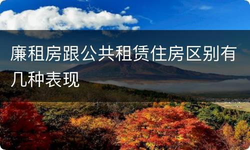 廉租房跟公共租赁住房区别有几种表现
