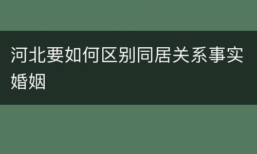 河北要如何区别同居关系事实婚姻