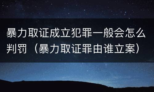 暴力取证成立犯罪一般会怎么判罚（暴力取证罪由谁立案）