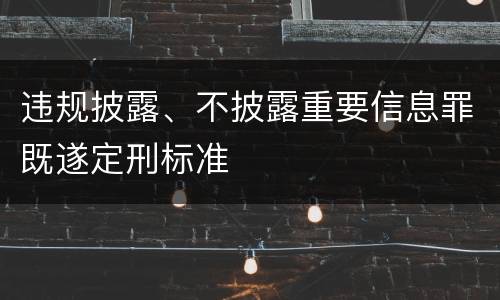 违规披露、不披露重要信息罪既遂定刑标准