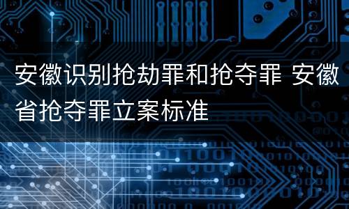 安徽识别抢劫罪和抢夺罪 安徽省抢夺罪立案标准
