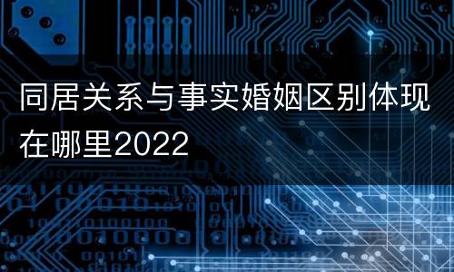 同居关系与事实婚姻区别体现在哪里2022