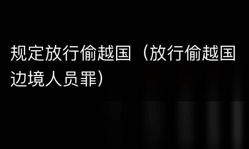 规定放行偷越国（放行偷越国边境人员罪）