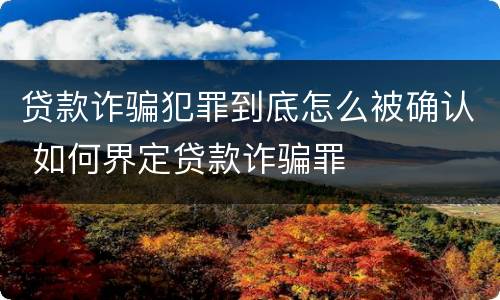 贷款诈骗犯罪到底怎么被确认 如何界定贷款诈骗罪