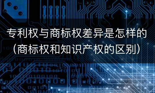 专利权与商标权差异是怎样的（商标权和知识产权的区别）