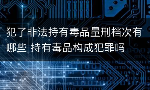 犯了非法持有毒品量刑档次有哪些 持有毒品构成犯罪吗