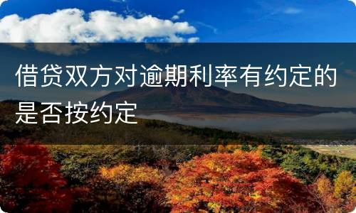 借贷双方对逾期利率有约定的是否按约定
