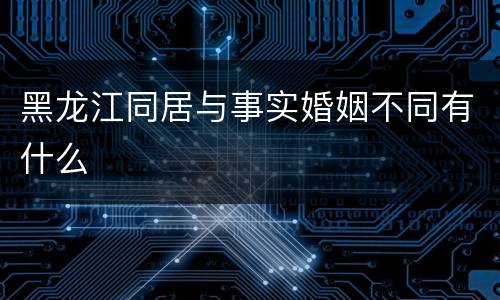 黑龙江同居与事实婚姻不同有什么