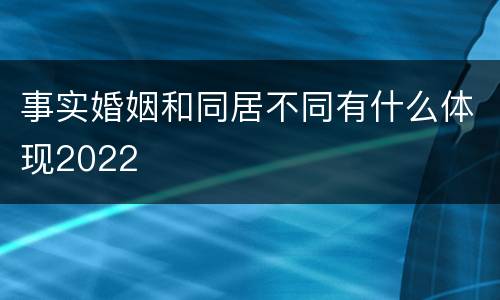事实婚姻和同居不同有什么体现2022