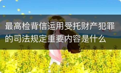 最高检背信运用受托财产犯罪的司法规定重要内容是什么
