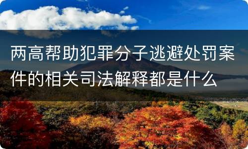 两高帮助犯罪分子逃避处罚案件的相关司法解释都是什么