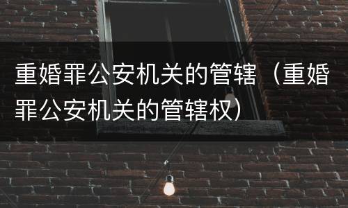 重婚罪公安机关的管辖（重婚罪公安机关的管辖权）