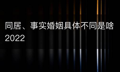 同居、事实婚姻具体不同是啥2022