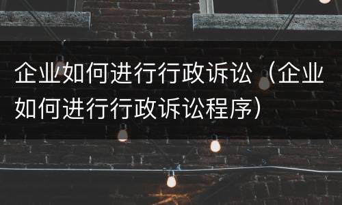 企业如何进行行政诉讼（企业如何进行行政诉讼程序）