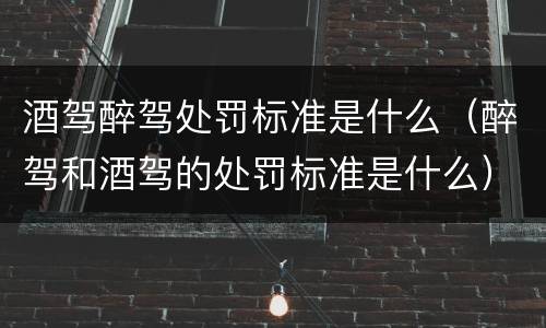 酒驾醉驾处罚标准是什么（醉驾和酒驾的处罚标准是什么）