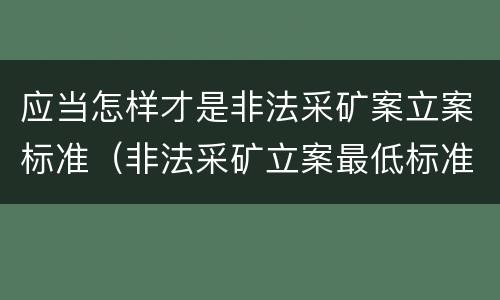 应当怎样才是非法采矿案立案标准（非法采矿立案最低标准）