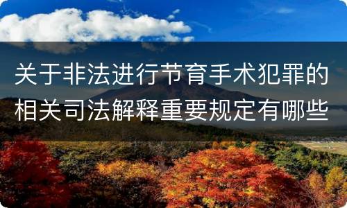 关于非法进行节育手术犯罪的相关司法解释重要规定有哪些