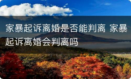 家暴起诉离婚是否能判离 家暴起诉离婚会判离吗