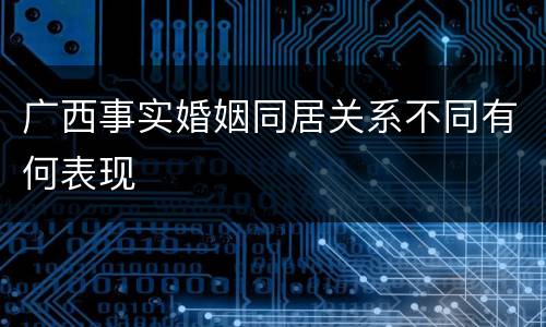 广西事实婚姻同居关系不同有何表现