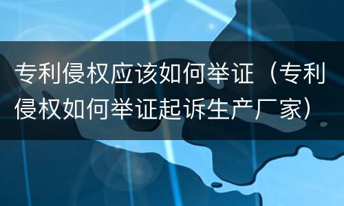 专利侵权应该如何举证（专利侵权如何举证起诉生产厂家）