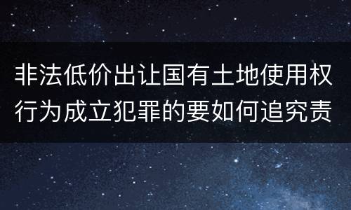 非法低价出让国有土地使用权行为成立犯罪的要如何追究责任