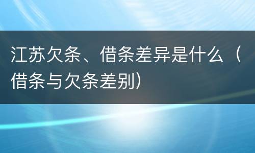 江苏欠条、借条差异是什么（借条与欠条差别）