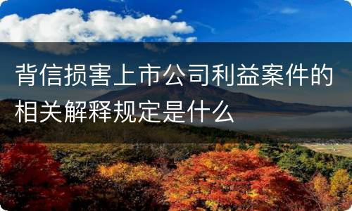 背信损害上市公司利益案件的相关解释规定是什么