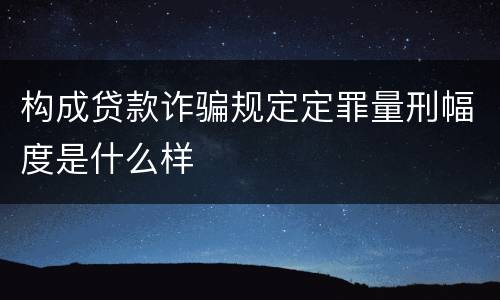 构成贷款诈骗规定定罪量刑幅度是什么样