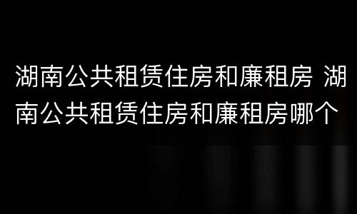 湖南公共租赁住房和廉租房 湖南公共租赁住房和廉租房哪个好