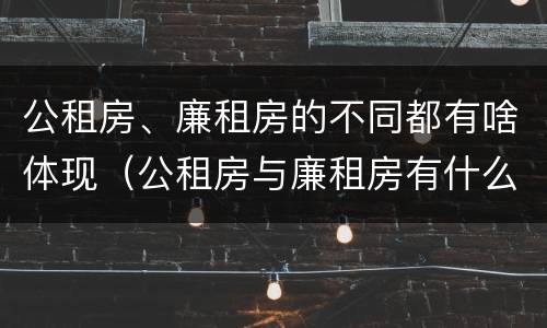 公租房、廉租房的不同都有啥体现（公租房与廉租房有什么不同）