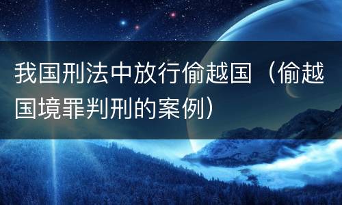 我国刑法中放行偷越国（偷越国境罪判刑的案例）