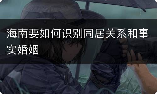 海南要如何识别同居关系和事实婚姻