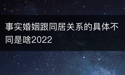 事实婚姻跟同居关系的具体不同是啥2022