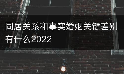 同居关系和事实婚姻关键差别有什么2022