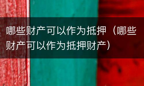 哪些财产可以作为抵押（哪些财产可以作为抵押财产）