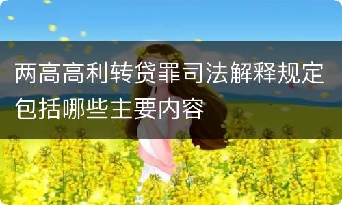 两高高利转贷罪司法解释规定包括哪些主要内容