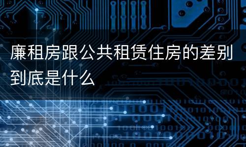 廉租房跟公共租赁住房的差别到底是什么