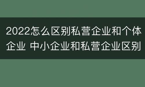 2022怎么区别私营企业和个体企业 中小企业和私营企业区别