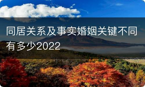 同居关系及事实婚姻关键不同有多少2022