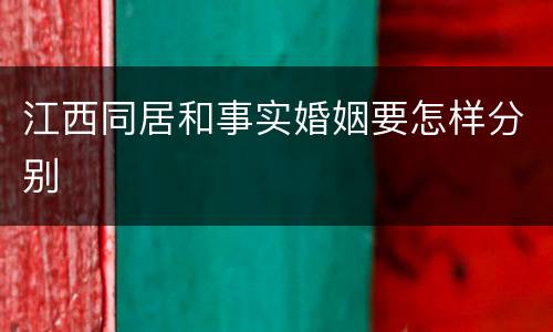 江西同居和事实婚姻要怎样分别