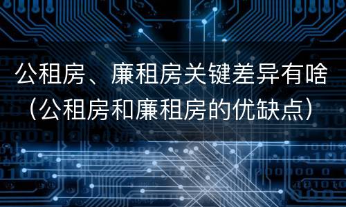公租房、廉租房关键差异有啥（公租房和廉租房的优缺点）