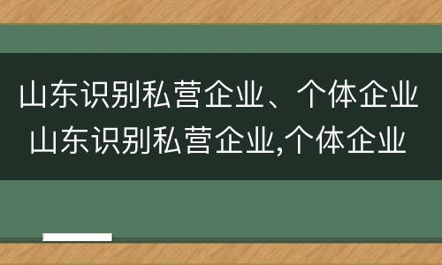 山东识别私营企业、个体企业 山东识别私营企业,个体企业有哪些