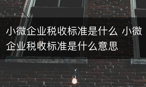 小微企业税收标准是什么 小微企业税收标准是什么意思