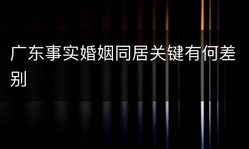 广东事实婚姻同居关键有何差别