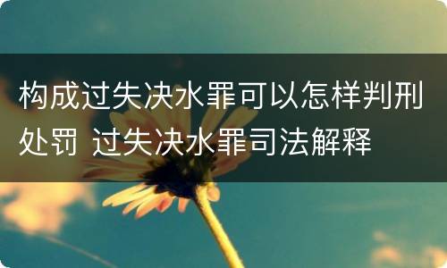构成过失决水罪可以怎样判刑处罚 过失决水罪司法解释